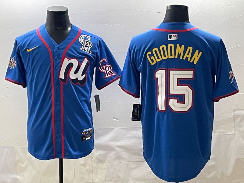 Men 2025 Colorado Rockies #15 Goodman Blue All star Nike MLB Jersey style 02->colorado rockies->MLB Jersey